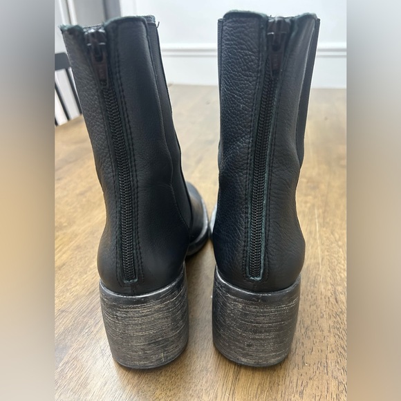 Free People Black Leather Chelsea Ankle Boots Block Heel 39EU (US 8-8.5) - Picture 7 of 13